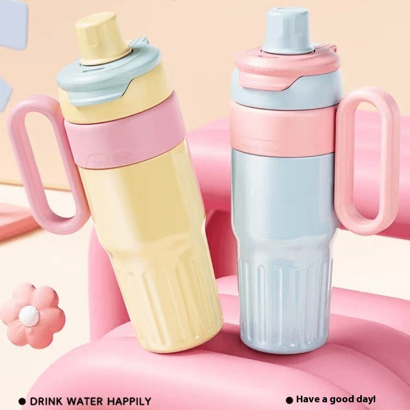 780ml Gradient Double Drink Thermal Cup Stainless Steel With Lid Coffee Cup Thermos Large Capacity Straw Cup For Male And Female