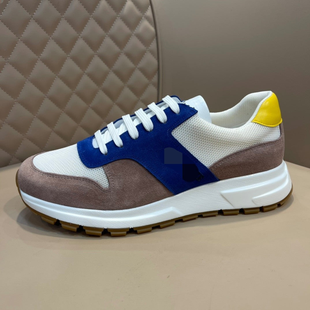 Casual Sports Thick-soled Breathable Color Matching Korean Style Simple Men's Shoes Blue and white