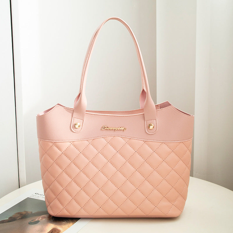 Rhombus Handbag Women Shopping Shoulder Crossbody Bags Pink