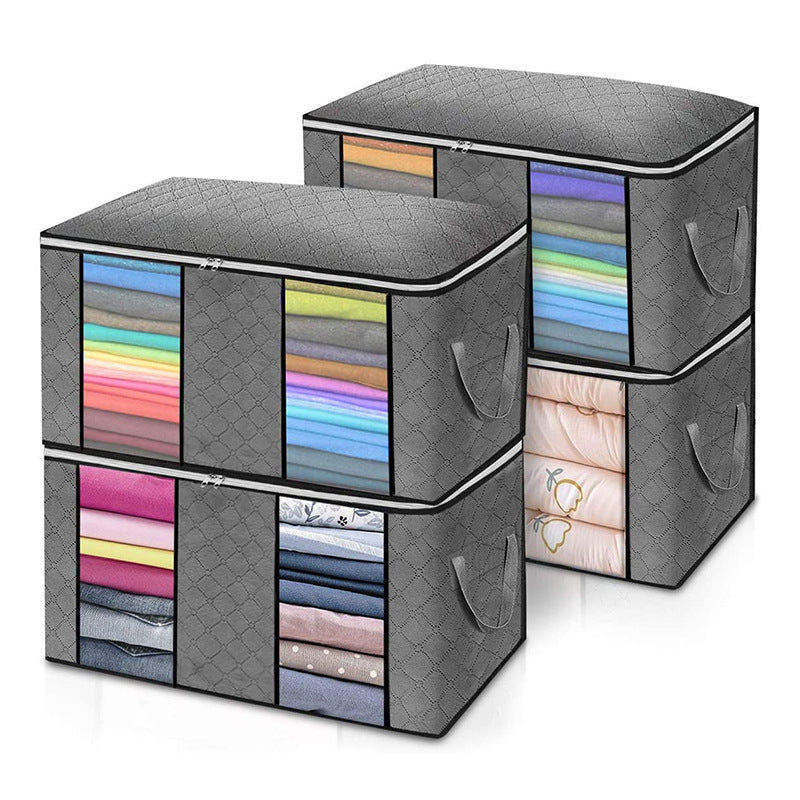 Quilt Storage Bag Finishing Bag Clothes Packing Bag Grey 60x43x35CM 4PCS