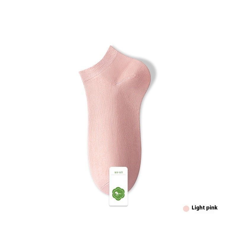 Women's Pure Cotton Spring And Summer Seamless Socks Deodorant Sweat Absorbing Socks Light Pink