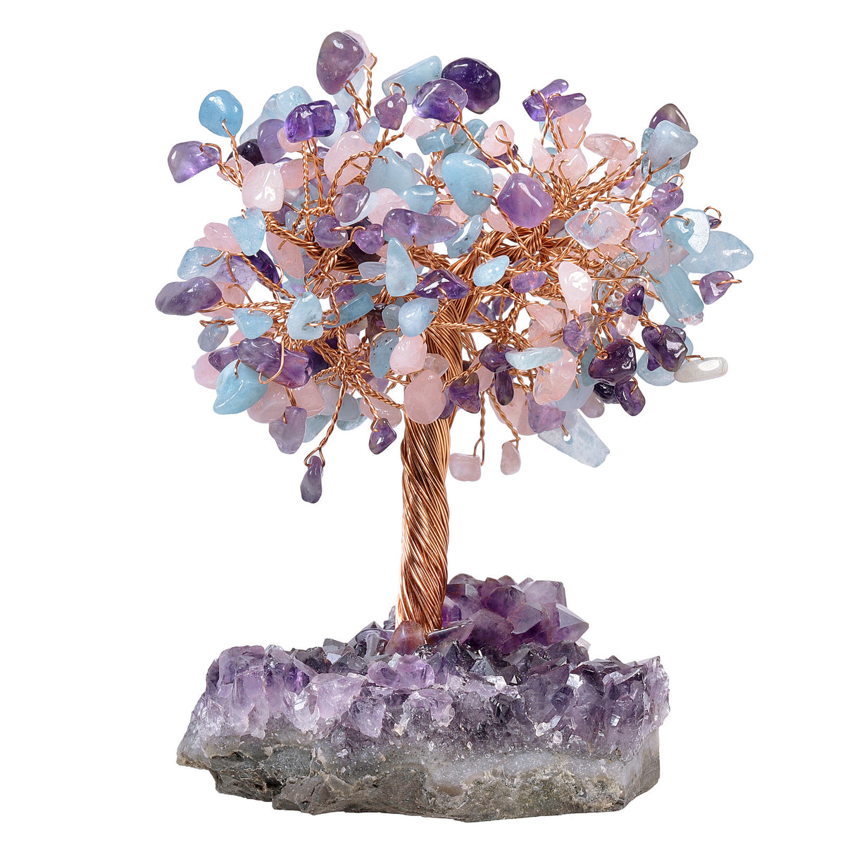 Natural Amethyst Flower Regular Base Tree Gravel Handicraft Ornaments Aquamarine