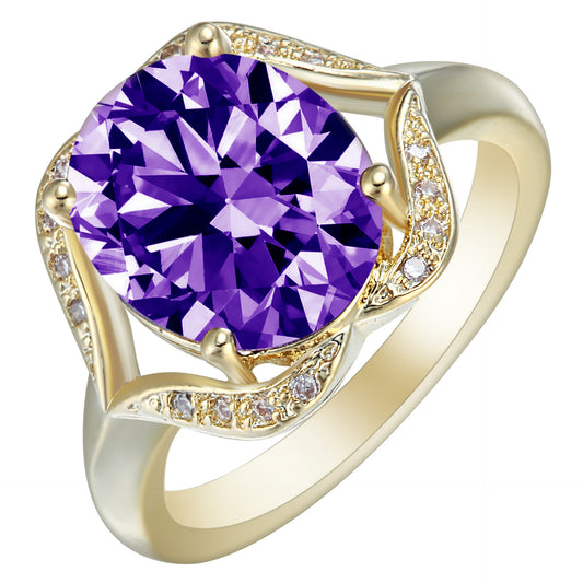 Copper Inlaid Zircon Ring
