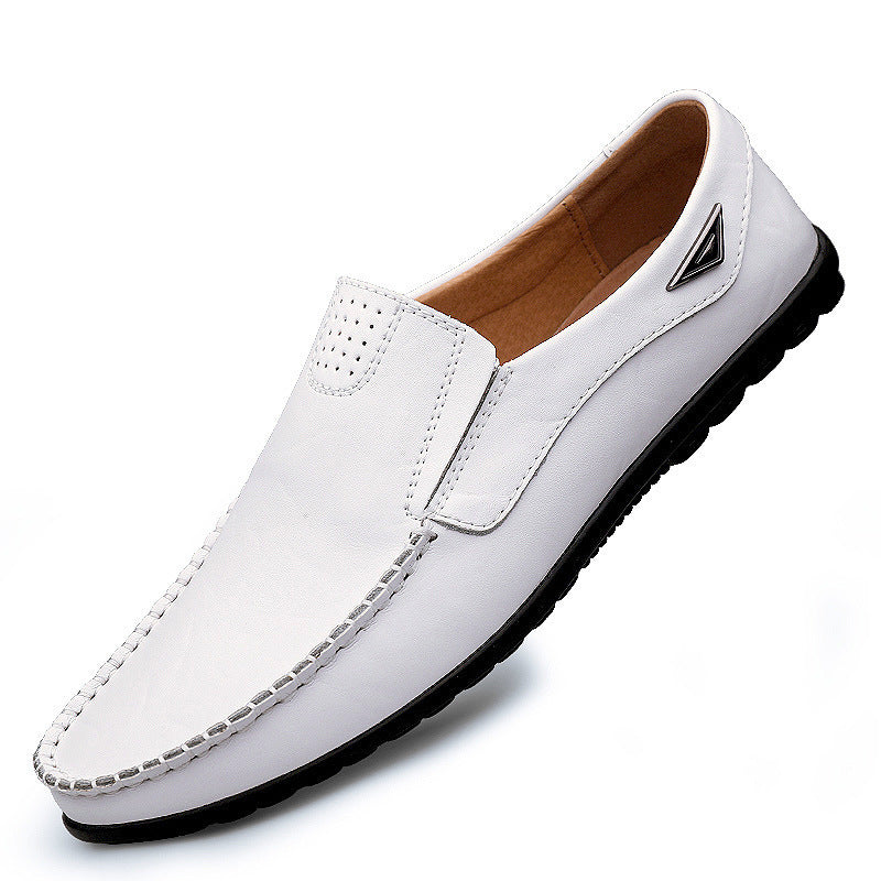 Fall New Style Peas Shoes Men Casual Leather Shoes White