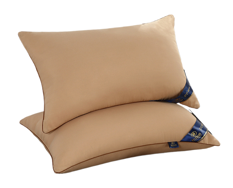 Hilton Hotel Feather Velvet High Rebound Pillow Pillow Core Household Adult Single Neck Pillow Fiber Pillow Core One-sided smooth camel bilateral high pillow weighs about 950G