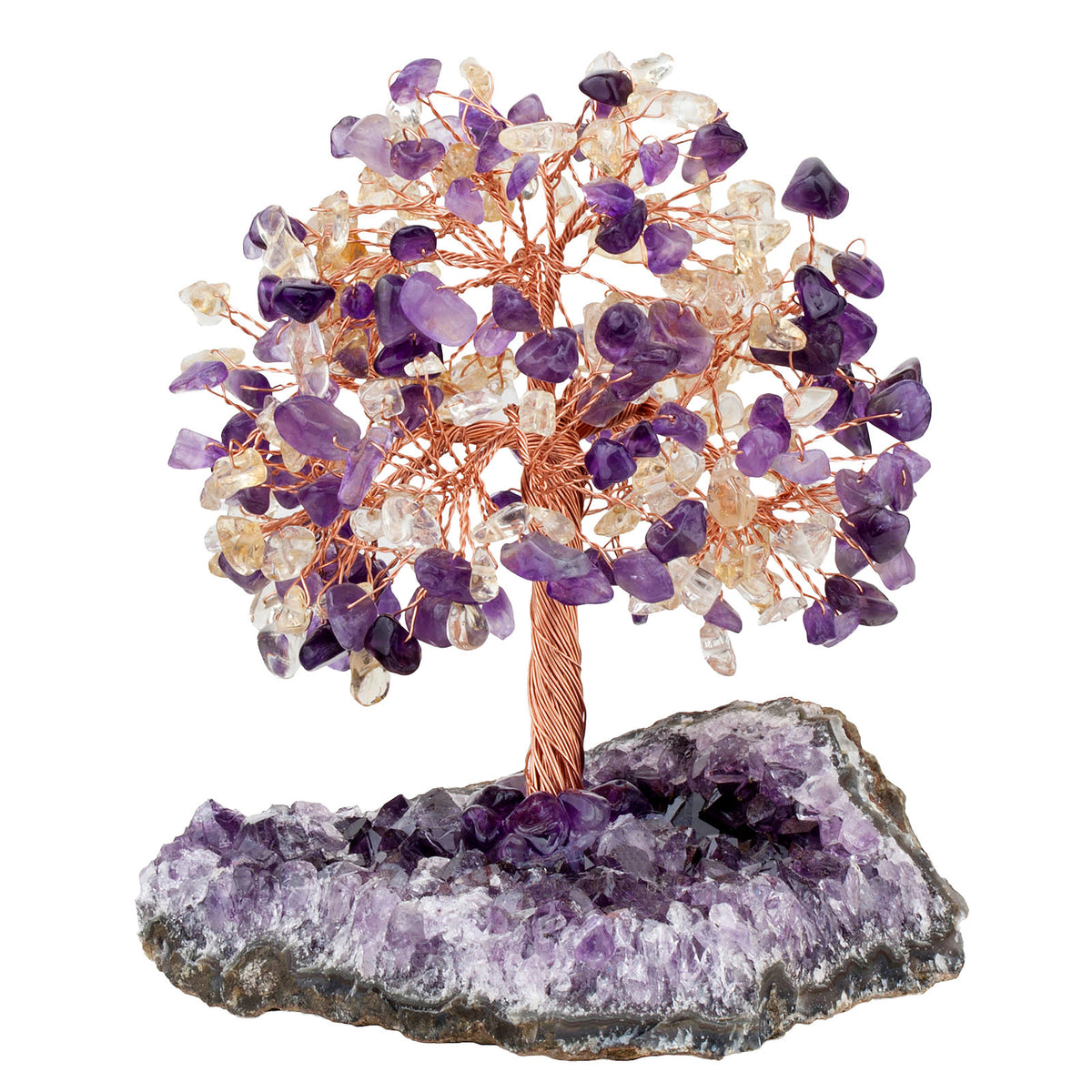 Natural Amethyst Flower Regular Base Tree Gravel Handicraft Ornaments Ametrine