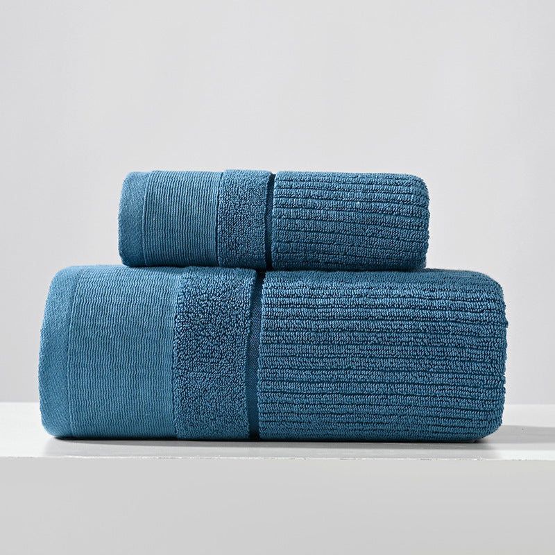 Pure Cotton Towels Three-piece With Hand Bath Towel Class Vertical Line Blue 1 Bath Towel And 2 Towels