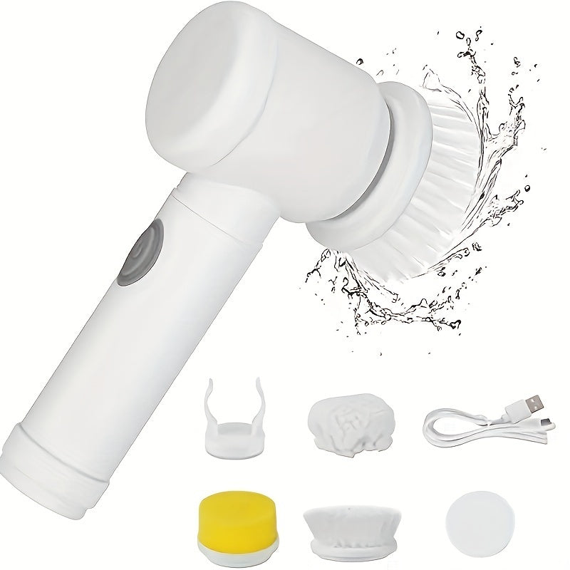 1pc Electric Spin Cleaning Brush,USB Rechargeable Handheld Kitch Cleaner Coldless Rotary Brush, Power Brush Bathroom Rechargeable Brush, Automatic Rotary Power Cleaning Brush For Cleaning White