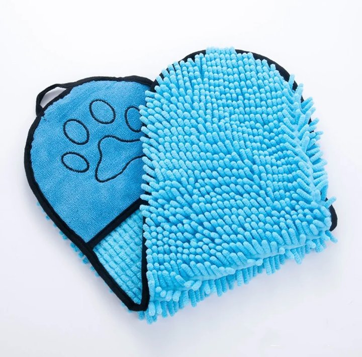 Dog Bath Robe Towel Quick Dry Pet Soft Towel Fiber Absorbent Cat Bath Towel Convenient Pet Cleaning Washcloth Thicken Durable Blue