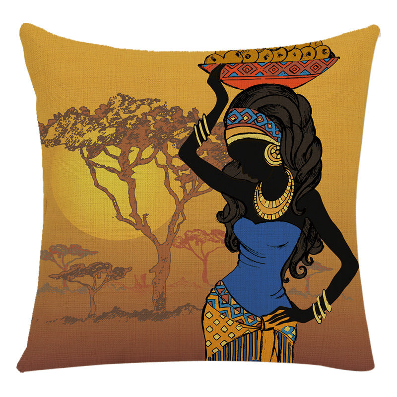 African Woman Housewares Bed Cushion Cover Car Pillow F 45*45cm