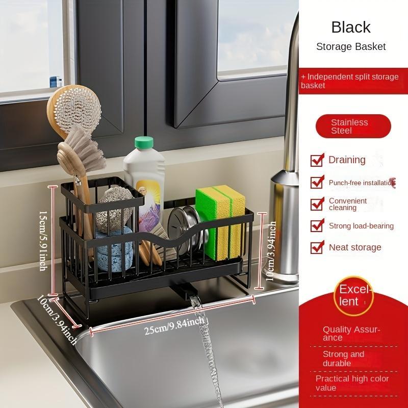 Kitchen Household Wall-mounted Multifunctional Multi-layer Carbon Steel Cleaning Supplies Rack
