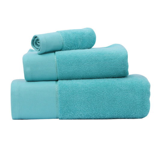Cotton Towel Bath Towel Three Piece Water Absorbing Gift Towel Bath Towel Set Blue 3pieces