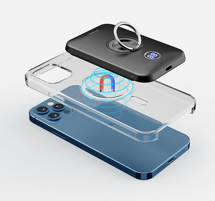 Wireless Magnetic Mobile Phone Fast Charging Power Bank Black 6000mAh