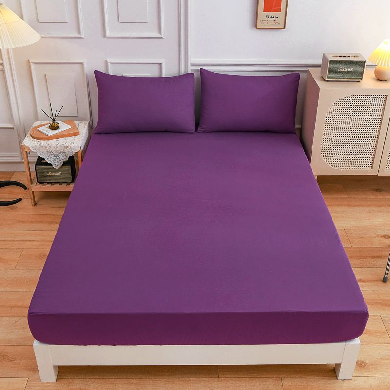 Students Cotton Bed Sheets Fitted Sheet Pillow Case Dark purple