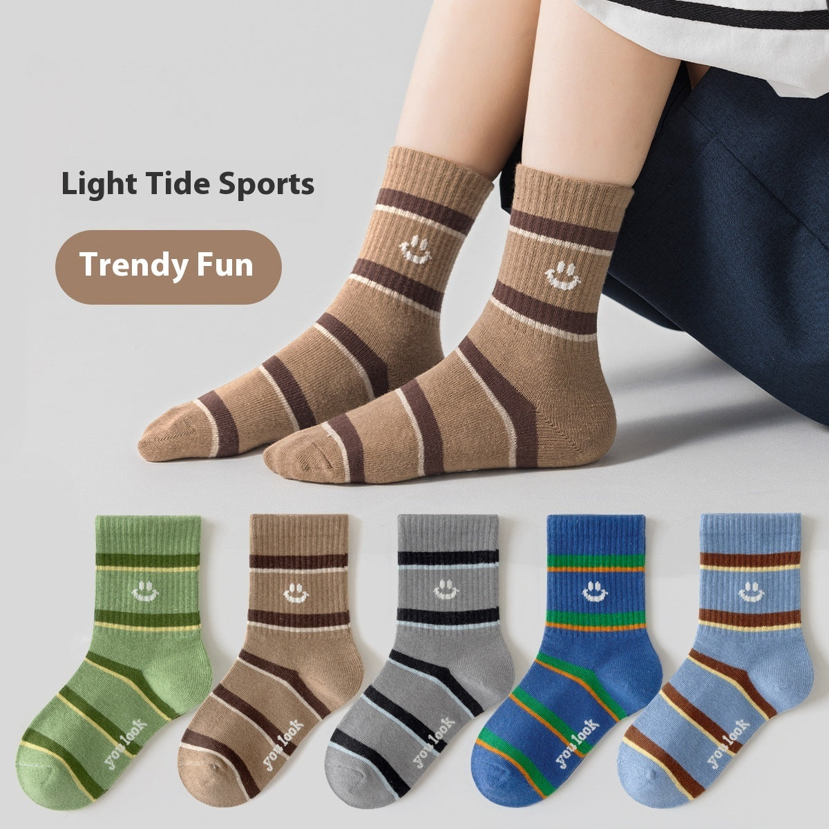 Girls' Pure Cotton Deodorant Mid-calf Socks 8061 5pairs