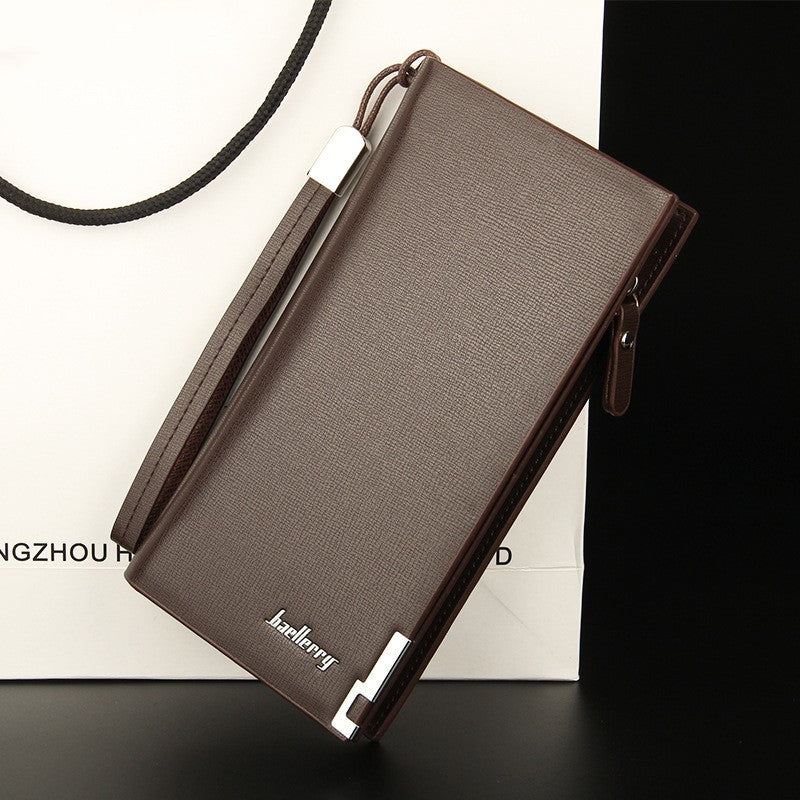 Wallet Men's Long Multifunctional Zipper Coffee