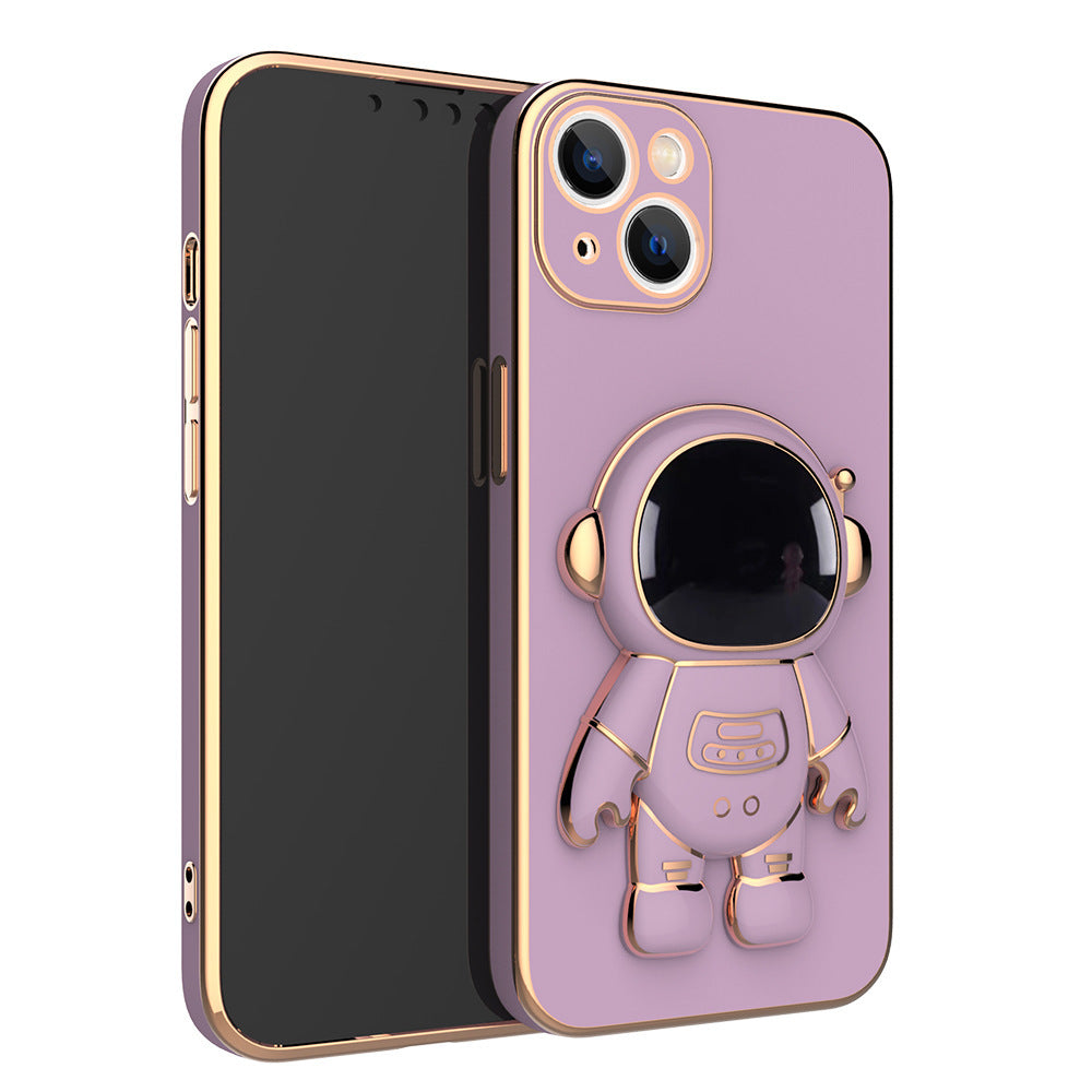 Self-contained Lens Film Mobile Phone Case Electroplating Bracket Protective Cover Purple