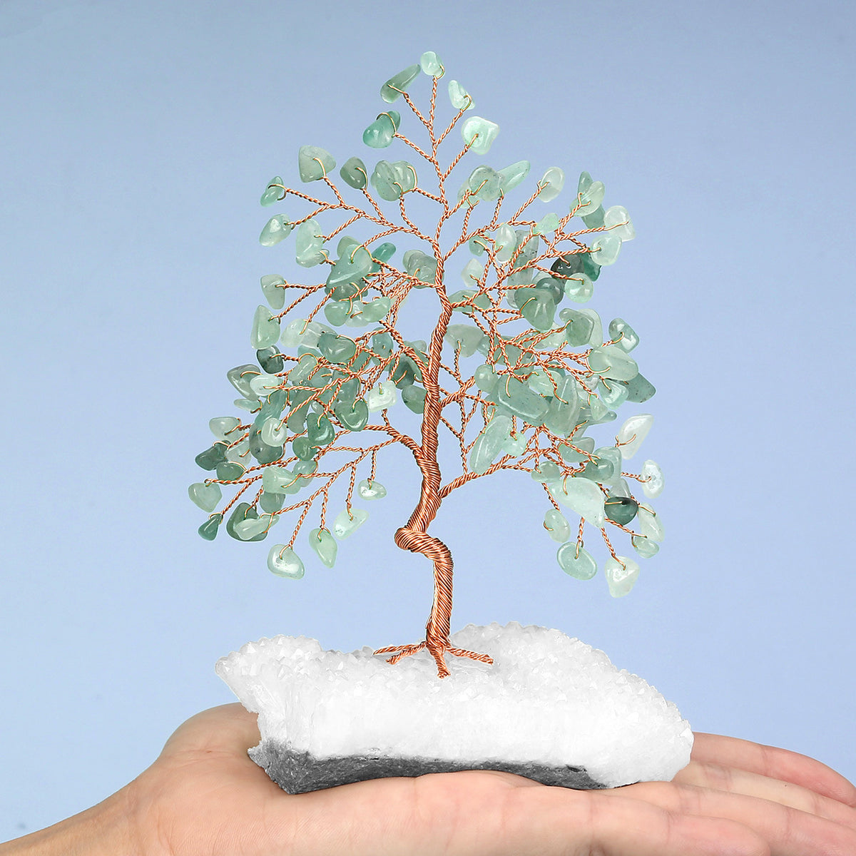 Trunk Bending White Crystal Tree Cluster Base Small Tree Ornaments Gravel Tree Green Dongling