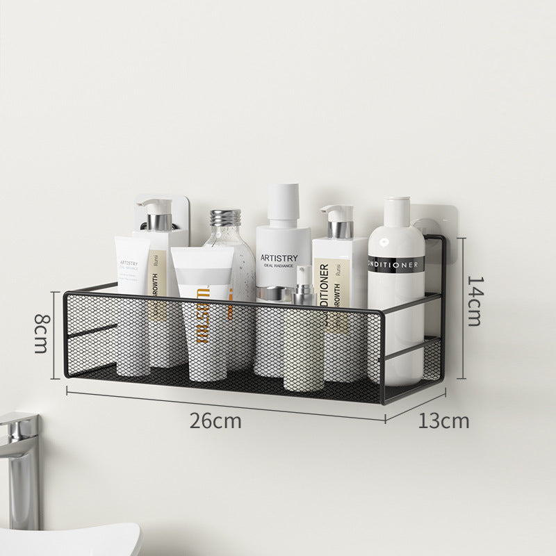 Wall-Mounted Bathroom Shelf No Drill Shower Shampoo Organizer Toilet Accessories Black S