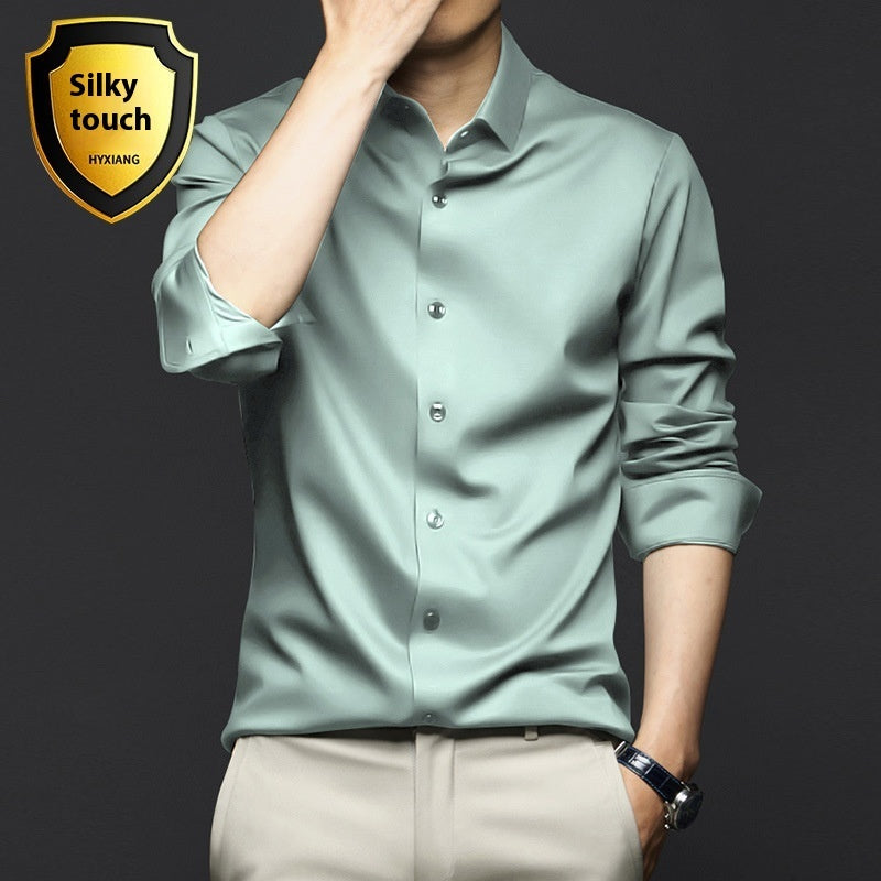 Long Sleeve Shirt Men's Anti-wrinkle Non-ironing Business Clothing Shirt C2128 7 Light Green
