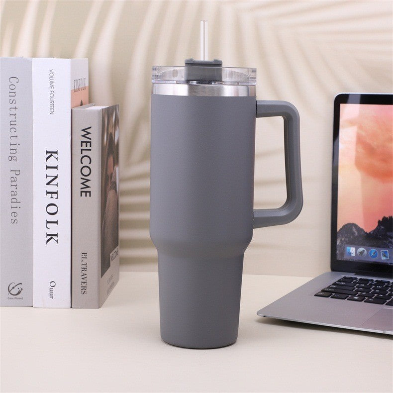 Stainless Steel Coffee Cup Handle Water Cup Cup Metal Gray 40oz