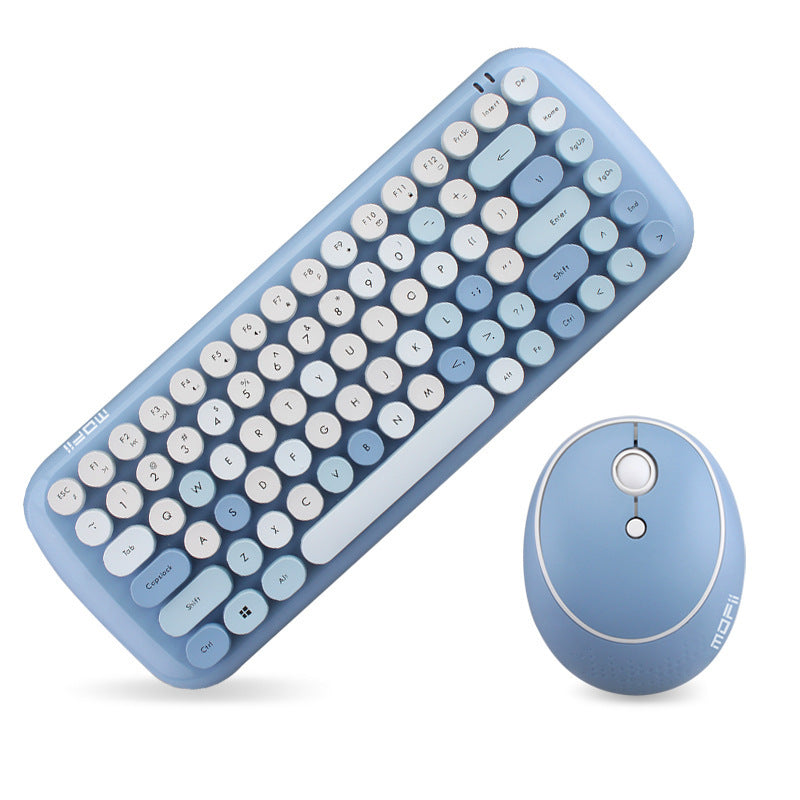 Office Mini Wireless 2.4G Keyboard Mouse Set Blue