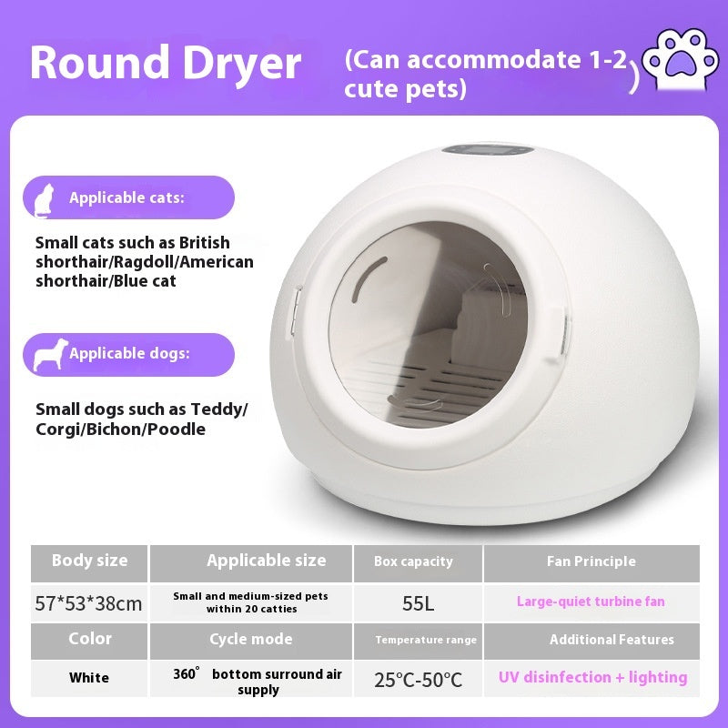Drying Baker For Pet Household Automatic Drying Hair Dryer Round White US