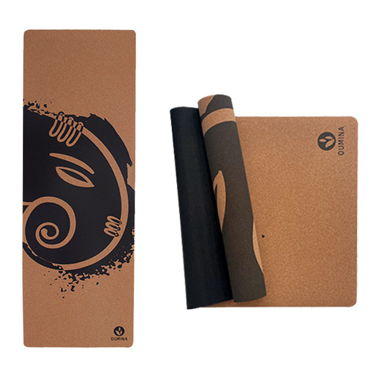 Cork Printed Yoga Mat Sports Slimming Natural Rubber Anti-slip Yoga Elephant trunk style 1830x610x5
