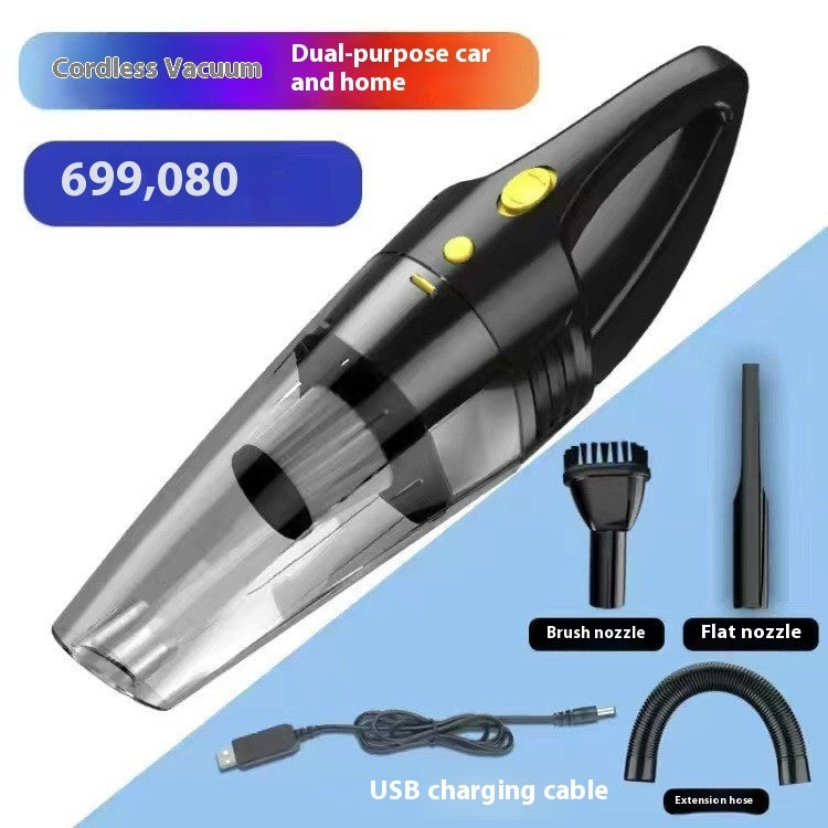 Household Small Wireless Car Vacuum Cleaner Double Battery Black