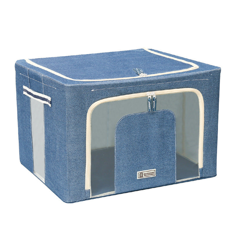 Oxford Cloth Clothes Steel Frame Storage Box Blue
