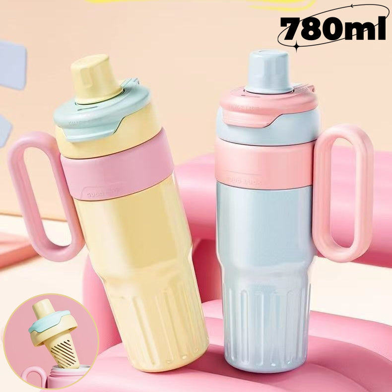 780ml Gradient Double Drink Thermal Cup Stainless Steel With Lid Coffee Cup Thermos Large Capacity Straw Cup For Male And Female