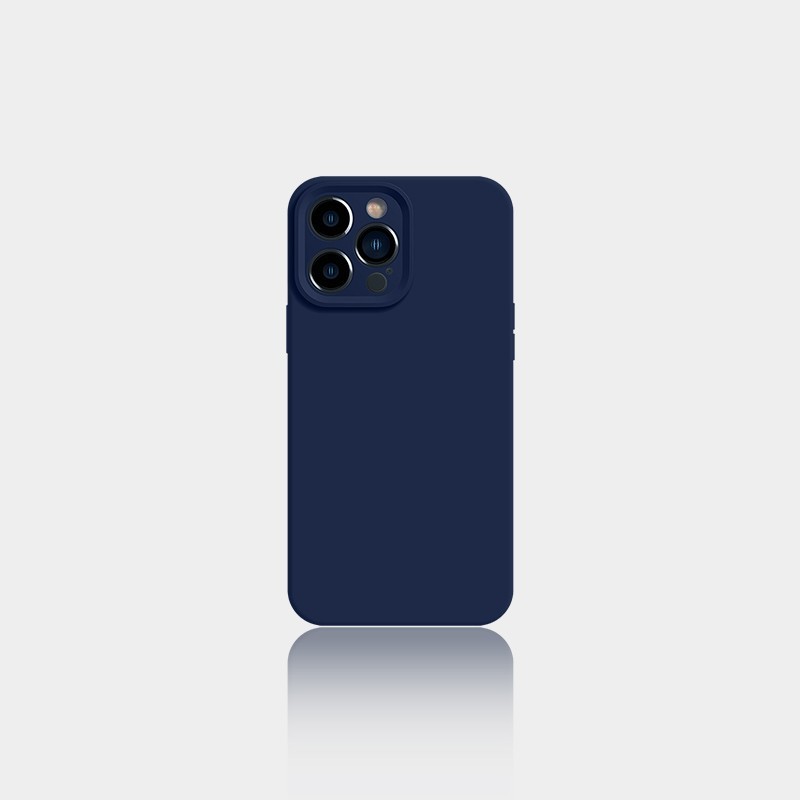 Liquid Silicone Solid Color Full Package Phone Case Navy blue