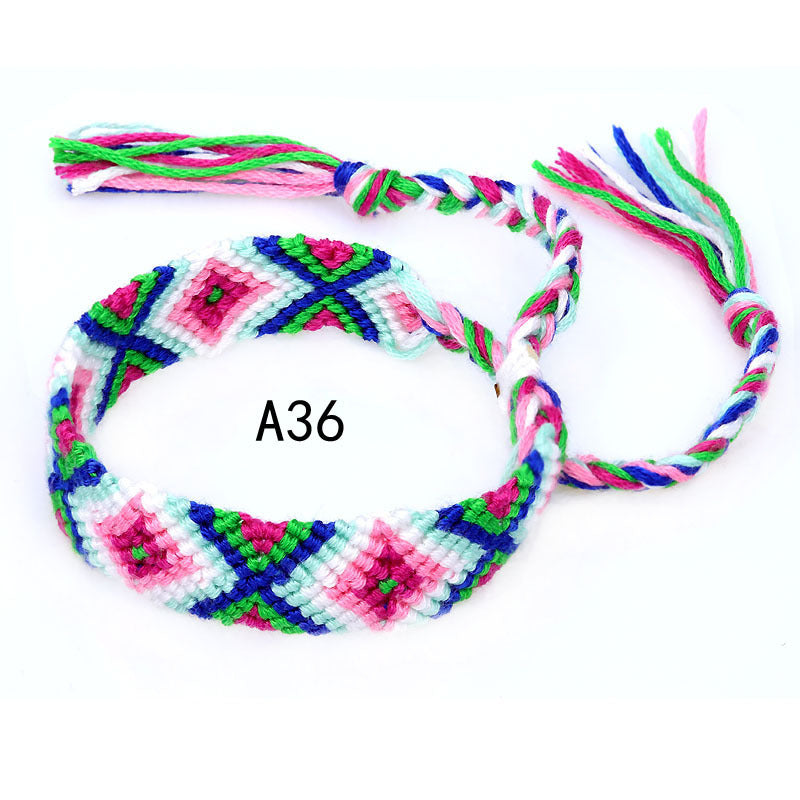 Nepal Ethnic Style Woven Rainbow Bracelet A36