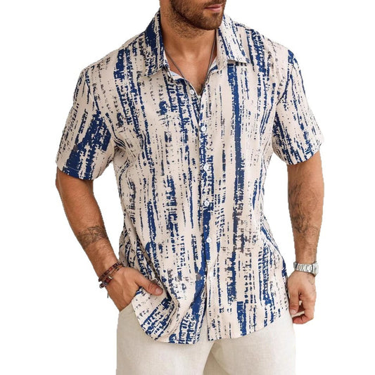New European And American Summer Casual Anti-wrinkle 3D Printed Men's Short Sleeve Shirt