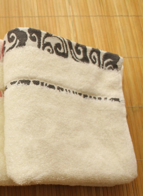 High quality pure cotton crepe-free jacquard Xiangyun thickening face towel Gray 34X75CM