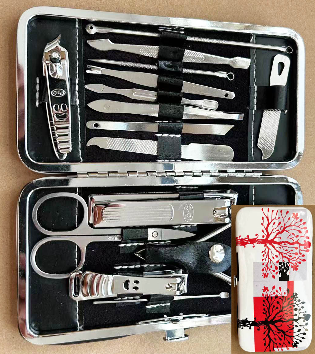 Portable Stainless Steel Nail Clippers Suit Conventional Love Tree 15 Pieces