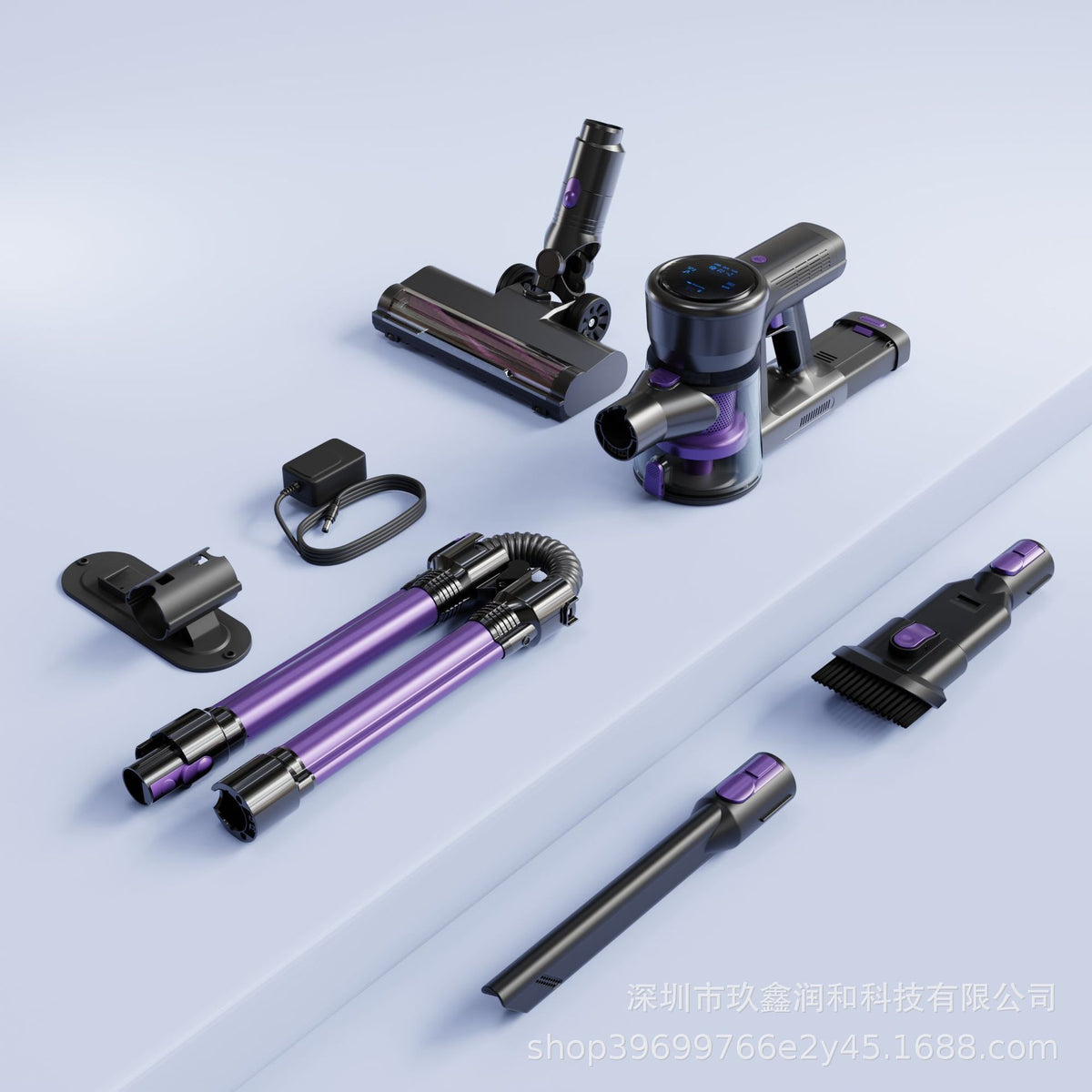 Brushless Large Suction Foldable Handheld Vacuum Cleaner Integrated Black And Purple Standard
