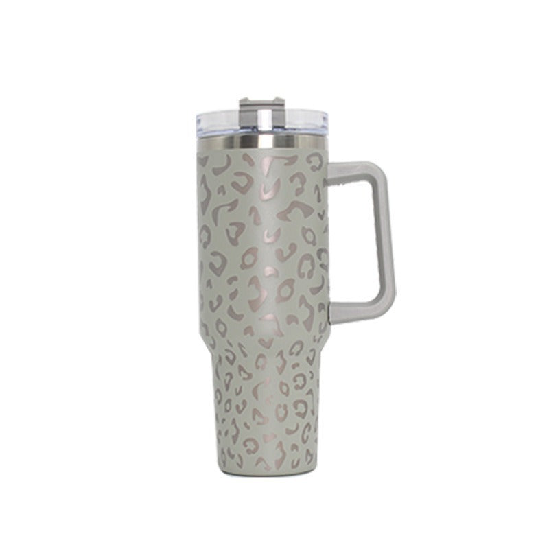 304 Stainless Steel Vacuum Cup Second Generation 40oz Cup Laser Leopard Print Gray 40oz