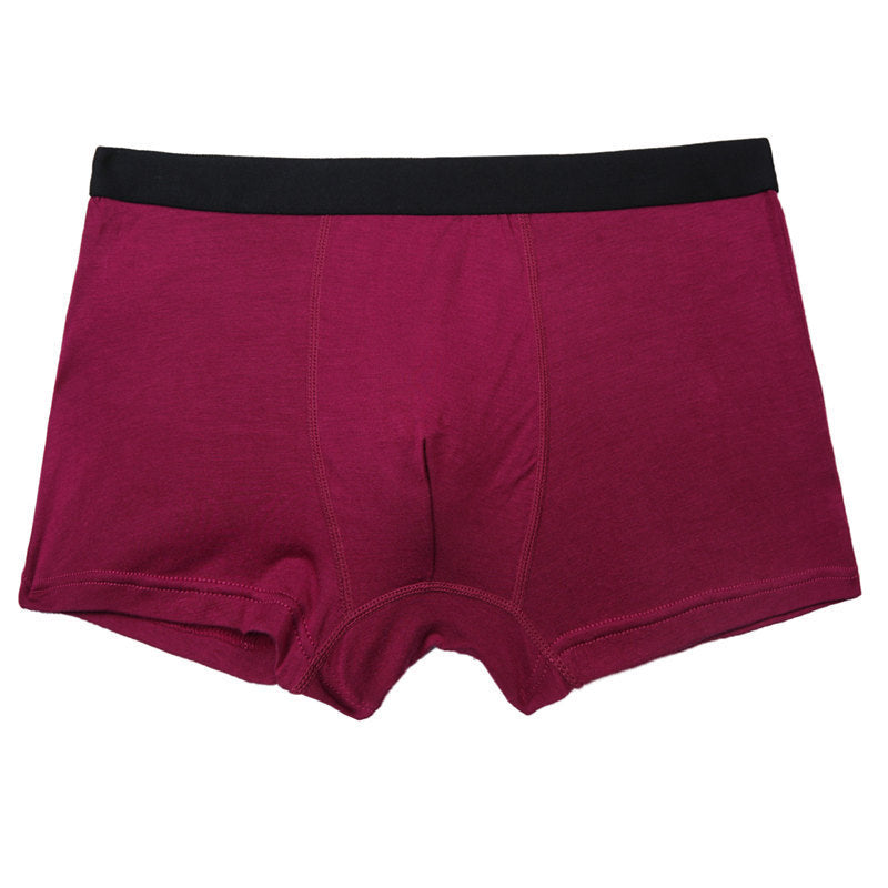 Pure Color Bamboo Fiber Men Underwear Wine Red