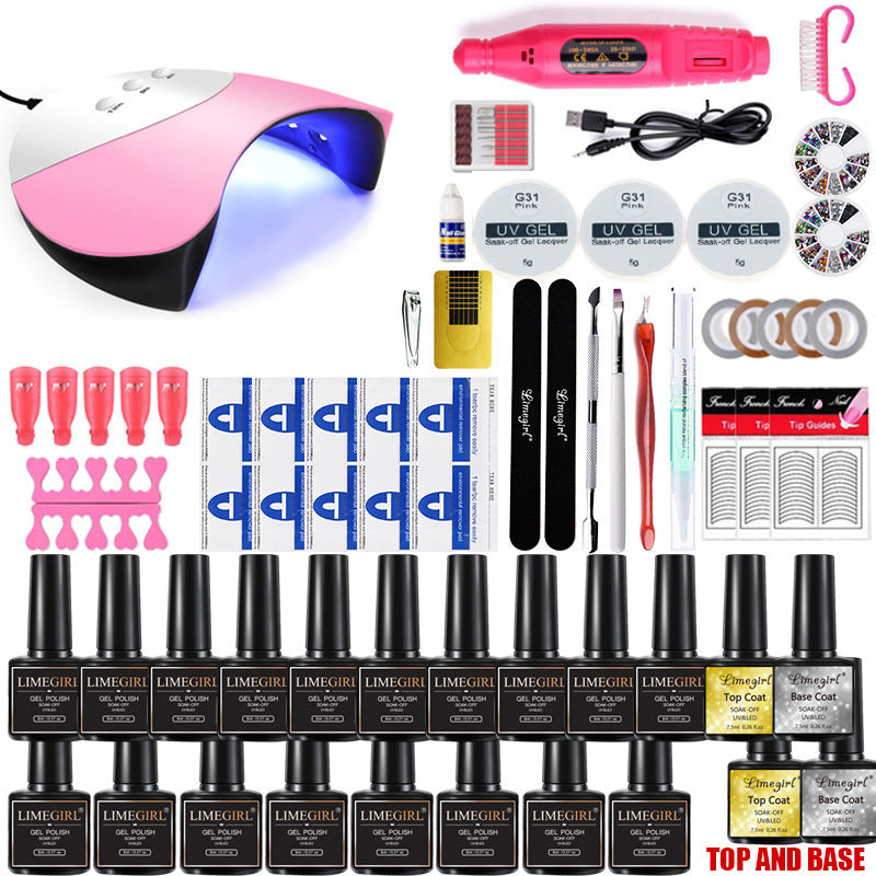 Nail Art Set UV Lamp Polishing Machine Nail Tools Pink USB
