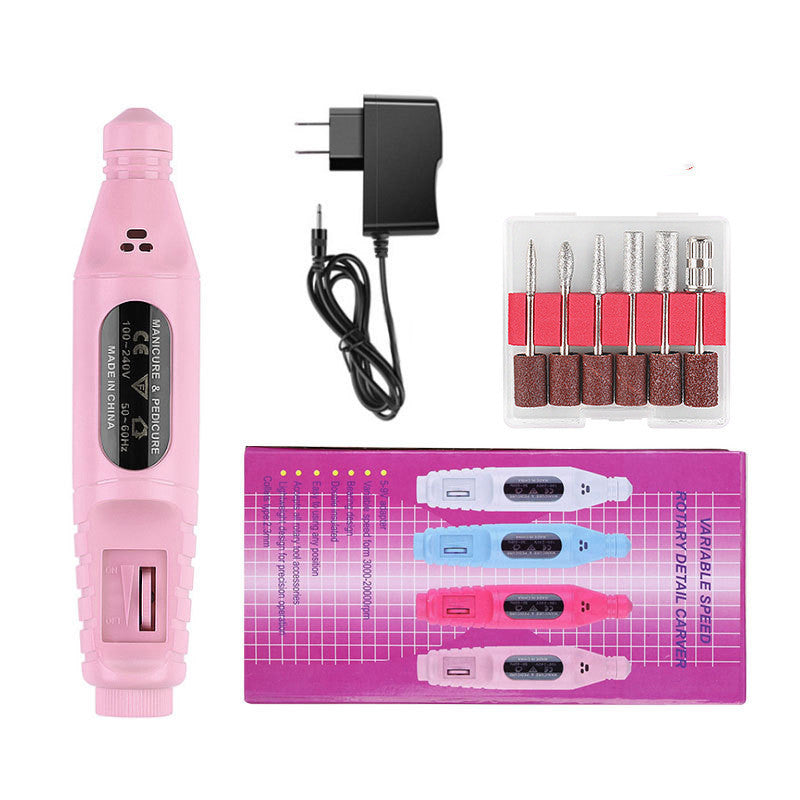 Nail Pen Polisher USB Cable Portable Manicure Sharpener Nail Tools Pink US