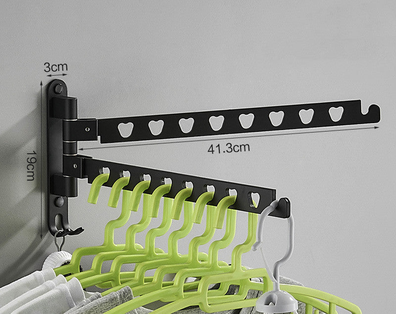 Punch-free Hanger Storage Rack Finishing Rack Space Aluminum Balcony Clothes Hanger Black Double pole