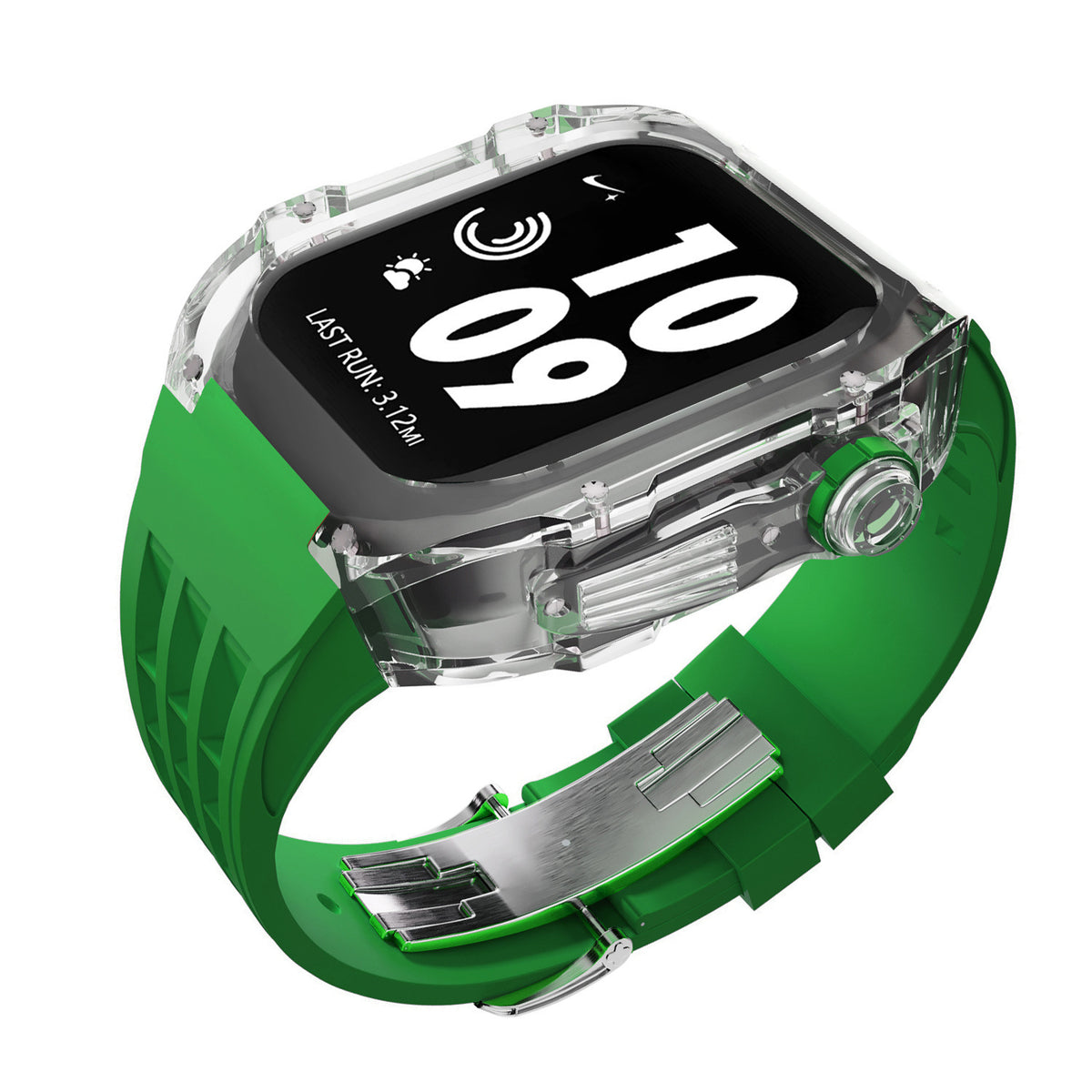 Crystal Transparent Case Fluorine Rubber Strap Transparent Green