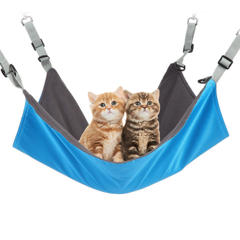 Small Cat And Dog Hanging Hammocks Can Be Used The Four Seasons With Plush And Waterproof Nylon Layer For Hanging Pet Supplies Pet Products Blue