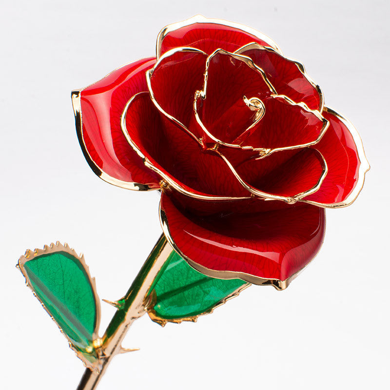 24K Gold-plated Rose Flower With A Gift Box Valentine's Day Gift Red