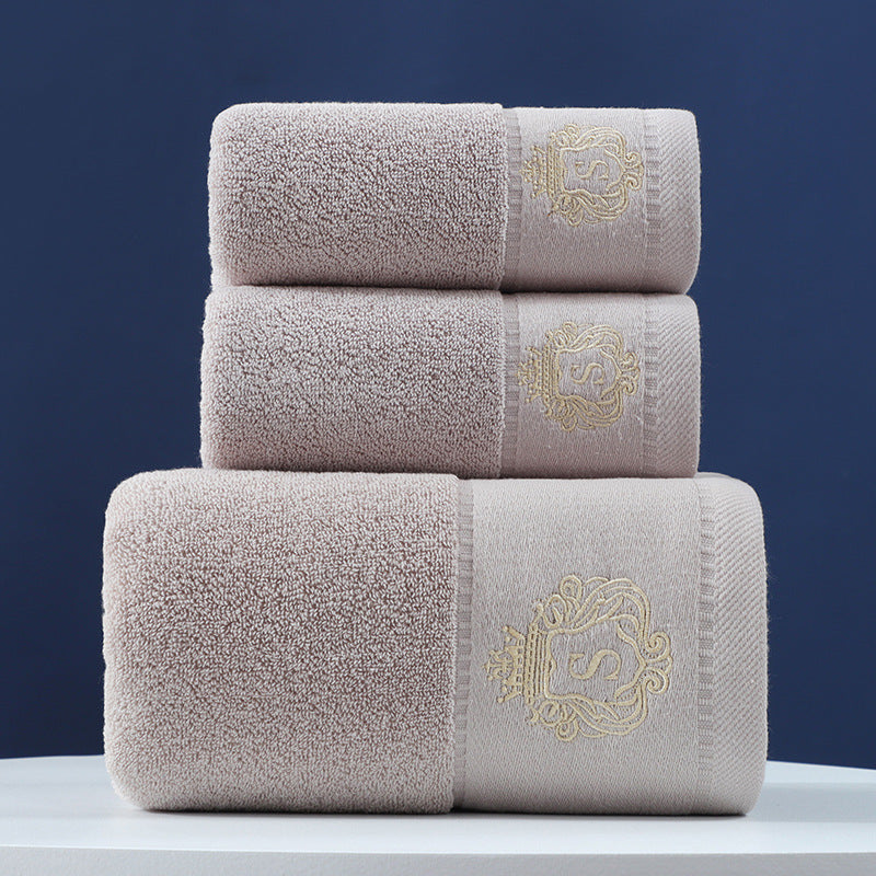 Pure Cotton Towels Three-piece With Hand Bath Towel Class Flat Frame Light Gray 1 Bath Towel And 2 Towels