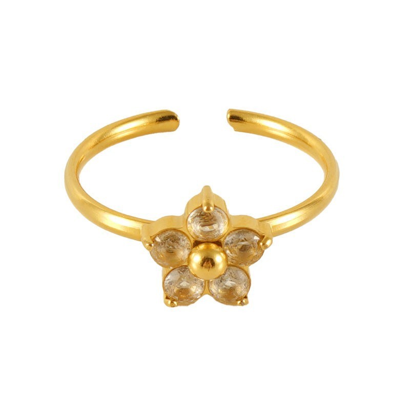 European And American New Stainless Steel Stylish Colored Diamond Ring White Flowers Adjustable Opening