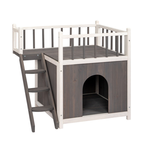 72x56x65cm 2-storey Cat House With Ladder Cat House