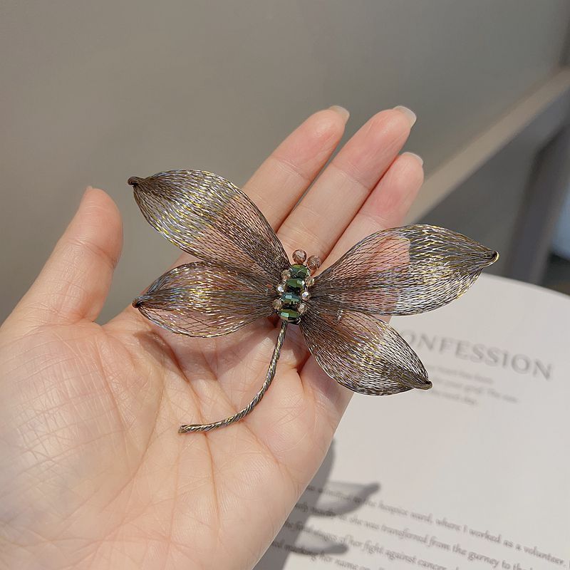 Retro High-grade Gradient Two-color Brooch Dragonfly Elegant Champagne