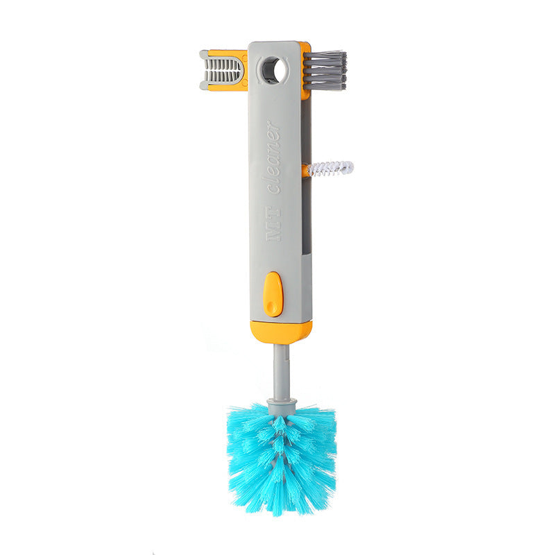 4 In 1 Bottle Gap Cleaner Brush Multifunctional Cup Cleaning Brushes Water Bottles Clean Tool Mini Silicone U-shaped Brush Kitchen Gadgets Grey
